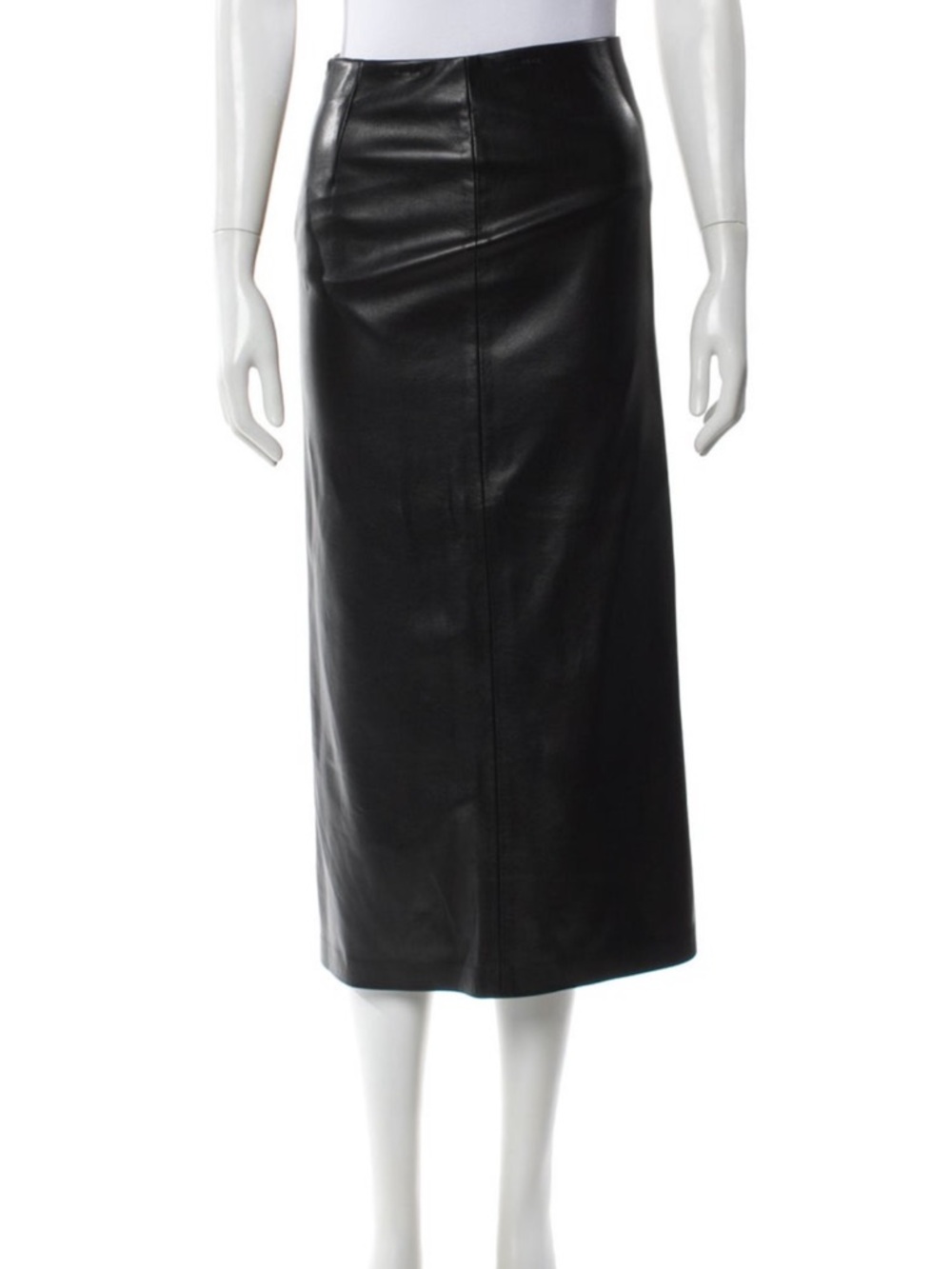 Alice + Olivia Black Faux Leather Midi Pencil Skirt